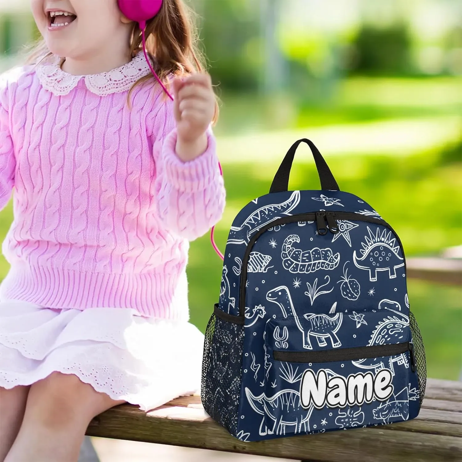 Dinosaurs Fossils Personalized Backpack Bag with Name Lightweight Custom Shoulder Bags Waterproof Casual Backpacks Travel Laptop Bag for Work Picnic 12in