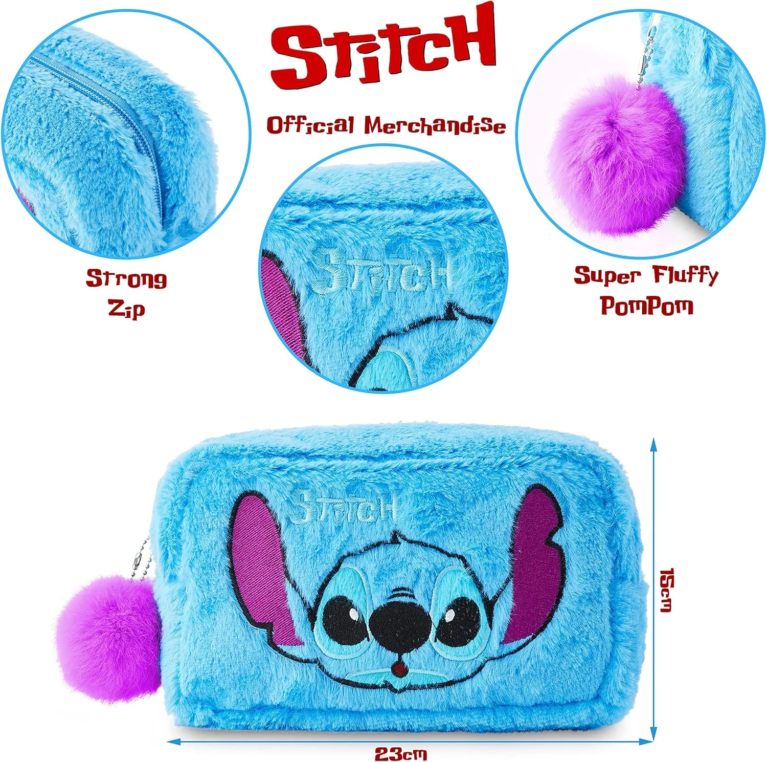 Disney Stitch Toiletry Bag for Women Teens Cute Travel Accessories Zipped Make Up Bag Cosmetics Storage Gifts for Her