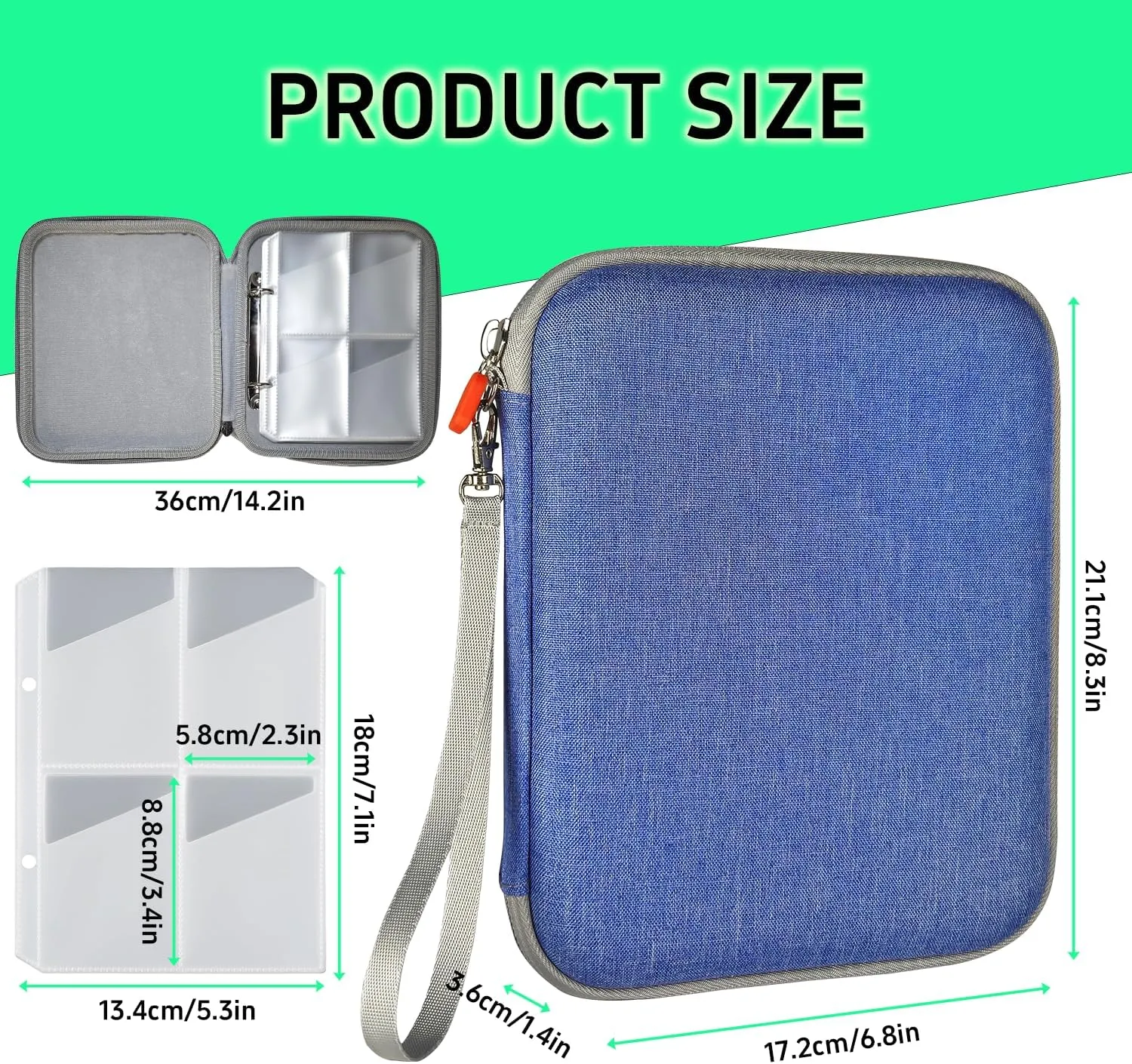 Dmoicols Portable Yoto Card Holder - 80 Pockets Zippered card binder Storage Case with Carry Strap, Organizer for Yoto Player/Audiobook/Story Cards, Travel-Friendly Kids' Card Album (Dark Blue)