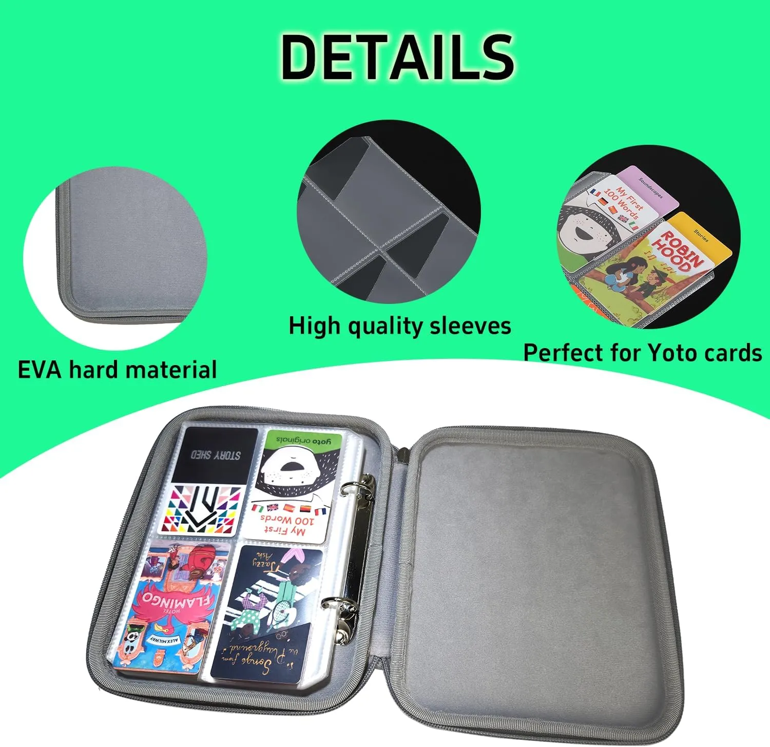 Dmoicols Portable Yoto Card Holder - 80 Pockets Zippered card binder Storage Case with Carry Strap, Organizer for Yoto Player/Audiobook/Story Cards, Travel-Friendly Kids' Card Album (Dark Blue)