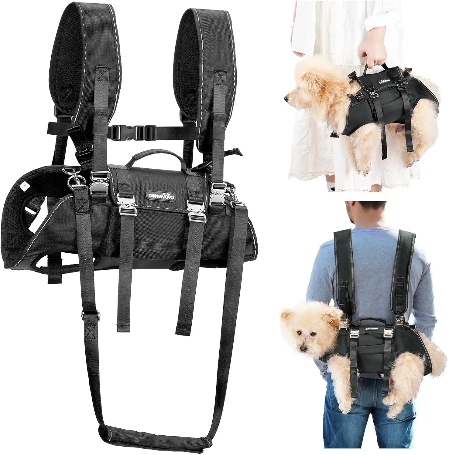 Dog Backpack Carrier for 17-23 Lbs Small Dogs, Multi-Functional Full Body Backpack Dog Carrier for Hiking Cycling, Adjustable Pet Carrier Travel Bag for Puppy