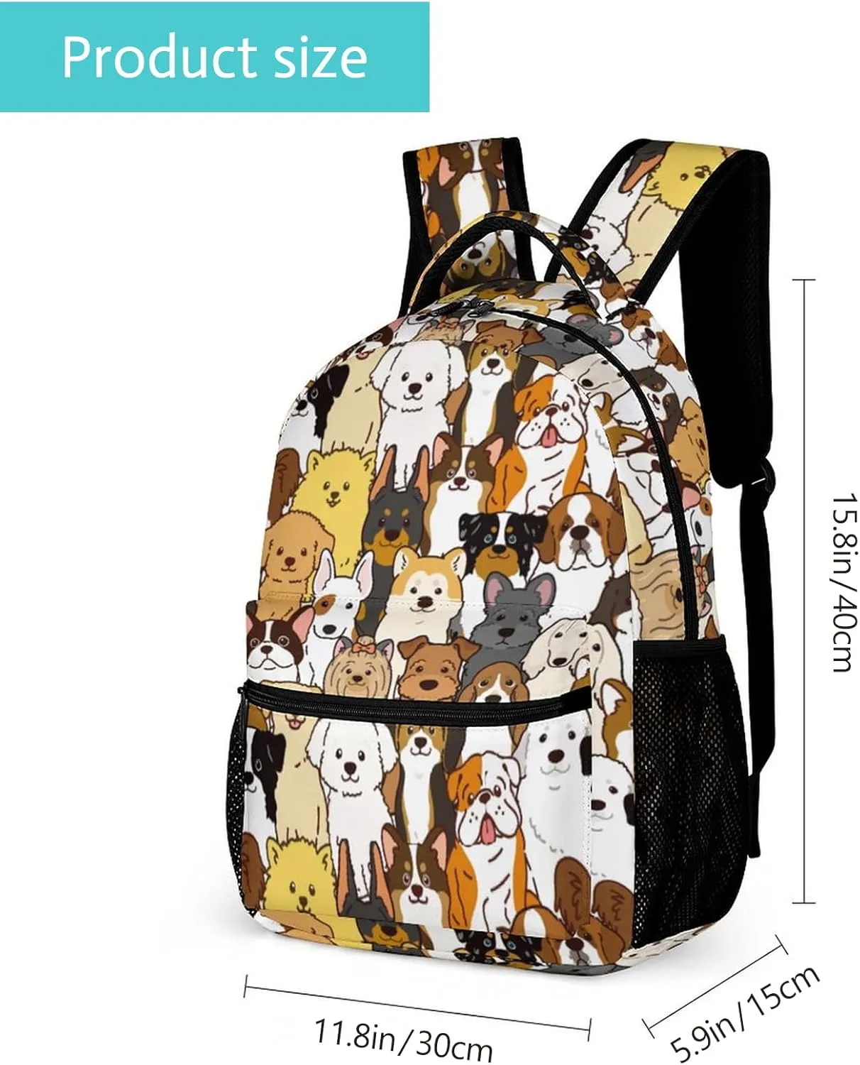 Dog Backpack for Kids Boys Girls, Cute Puppy Dog Bookbag, Kawaii Dog Dreed Animal Backpack, 16 Inch Large Capacity Water Resistant Travel School Bag for Elementary Middle School Students