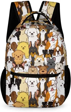 Dog Backpack for Kids Boys Girls, Cute Puppy Dog Bookbag, Kawaii Dog Dreed Animal Backpack, 16 Inch Large Capacity Water Resistant Travel School Bag for Elementary Middle School Students