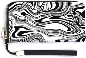 Donnapink Long Clutch Wallet, Long Handbag with Wristlet Strap, PU Leather Zip Purse