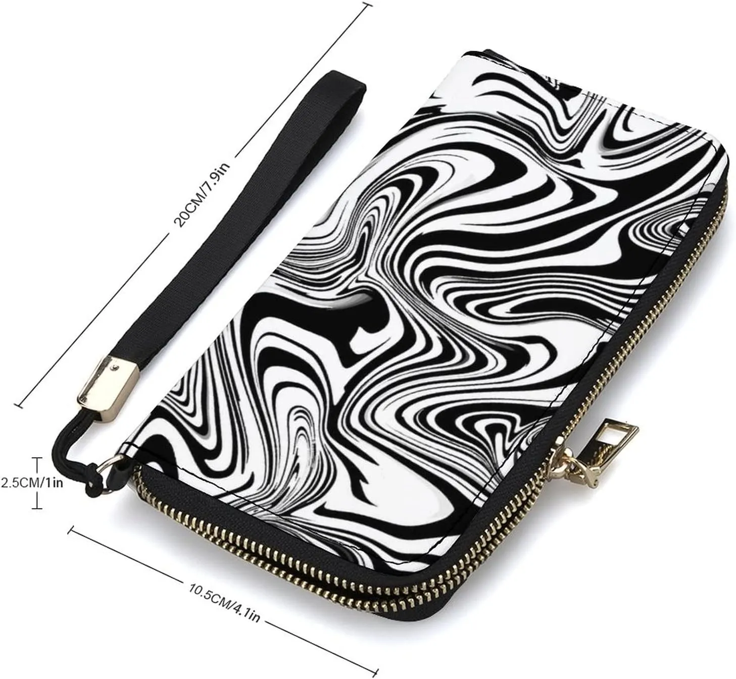 Donnapink Long Clutch Wallet, Long Handbag with Wristlet Strap, PU Leather Zip Purse