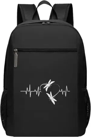 Dragonfly Heartbeat Travel Laptop Backpack, Business Anti Theft Slim Sturdy Laptops Backpacks, College Computer Bag Gift for Men & Women Fits 17 Inch Notebook,Black
