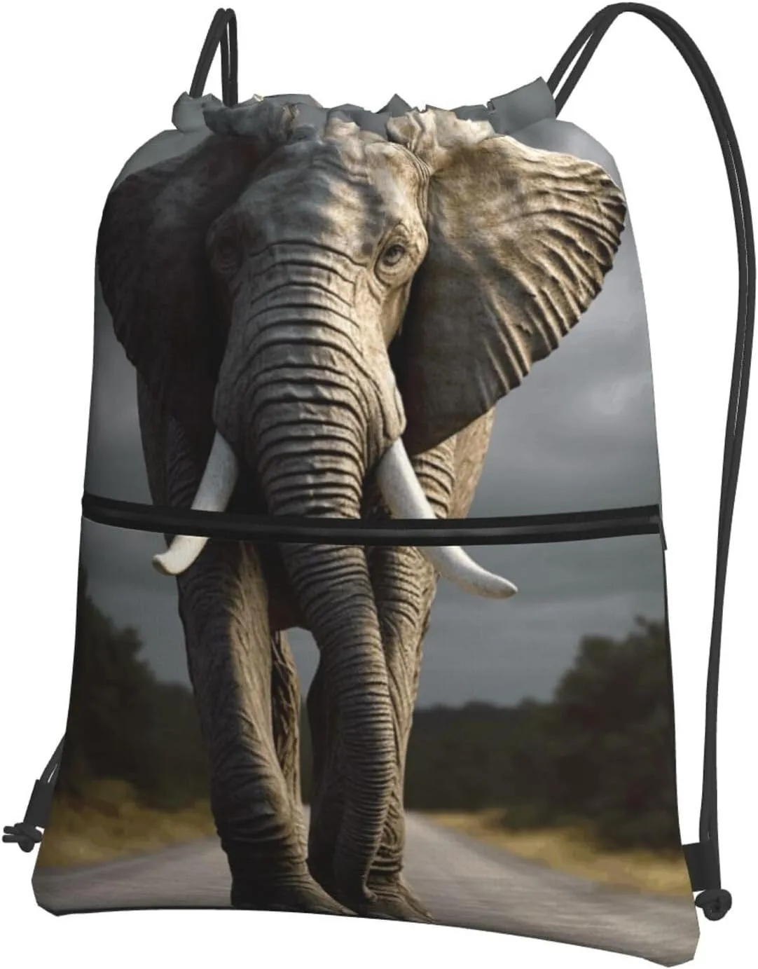 Drawstring Backpack Sports Gym Bags 3D Elephant Drawstring Bags for Men Women Beach Bag String Bag