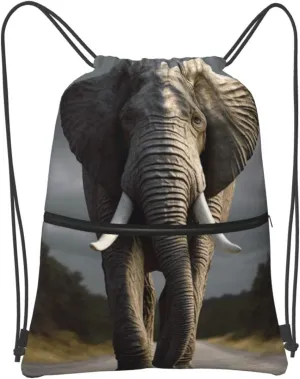 Drawstring Backpack Sports Gym Bags 3D Elephant Drawstring Bags for Men Women Beach Bag String Bag