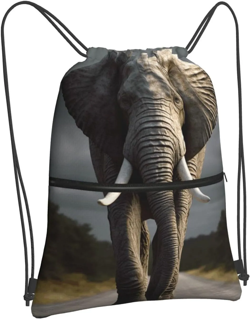 Drawstring Backpack Sports Gym Bags 3D Elephant Drawstring Bags for Men Women Beach Bag String Bag