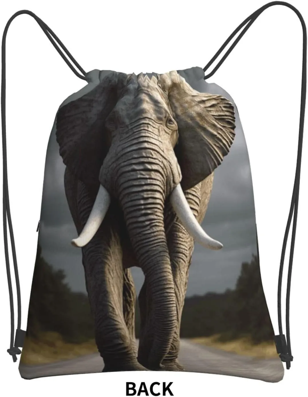 Drawstring Backpack Sports Gym Bags 3D Elephant Drawstring Bags for Men Women Beach Bag String Bag