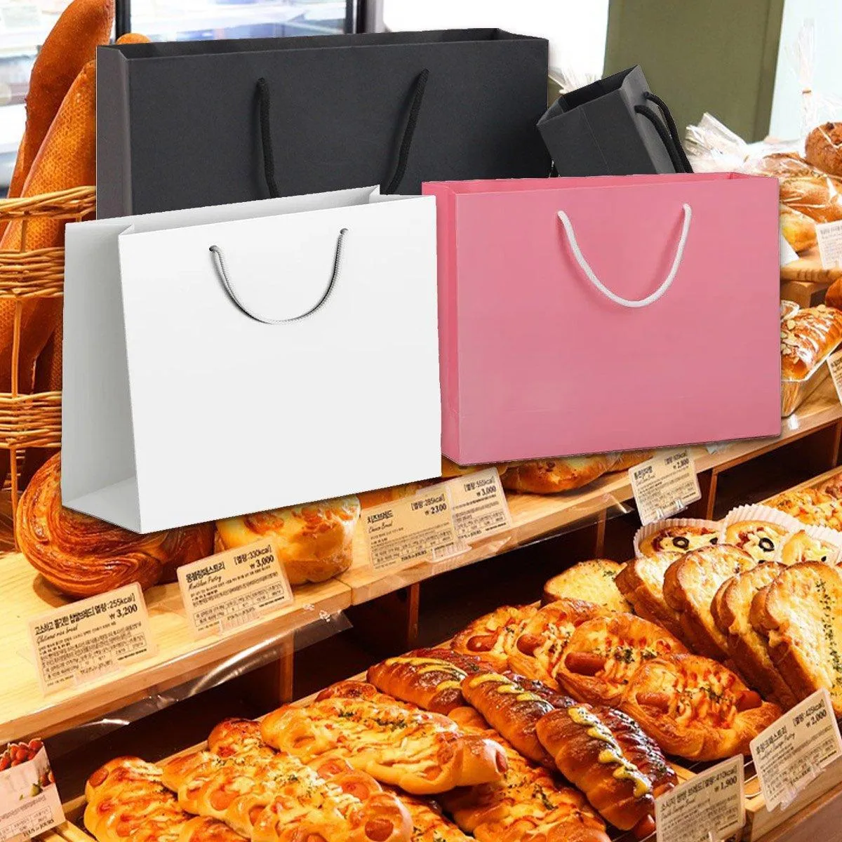 Durable Cardboard Gift Bags 3 Colors 25PCS