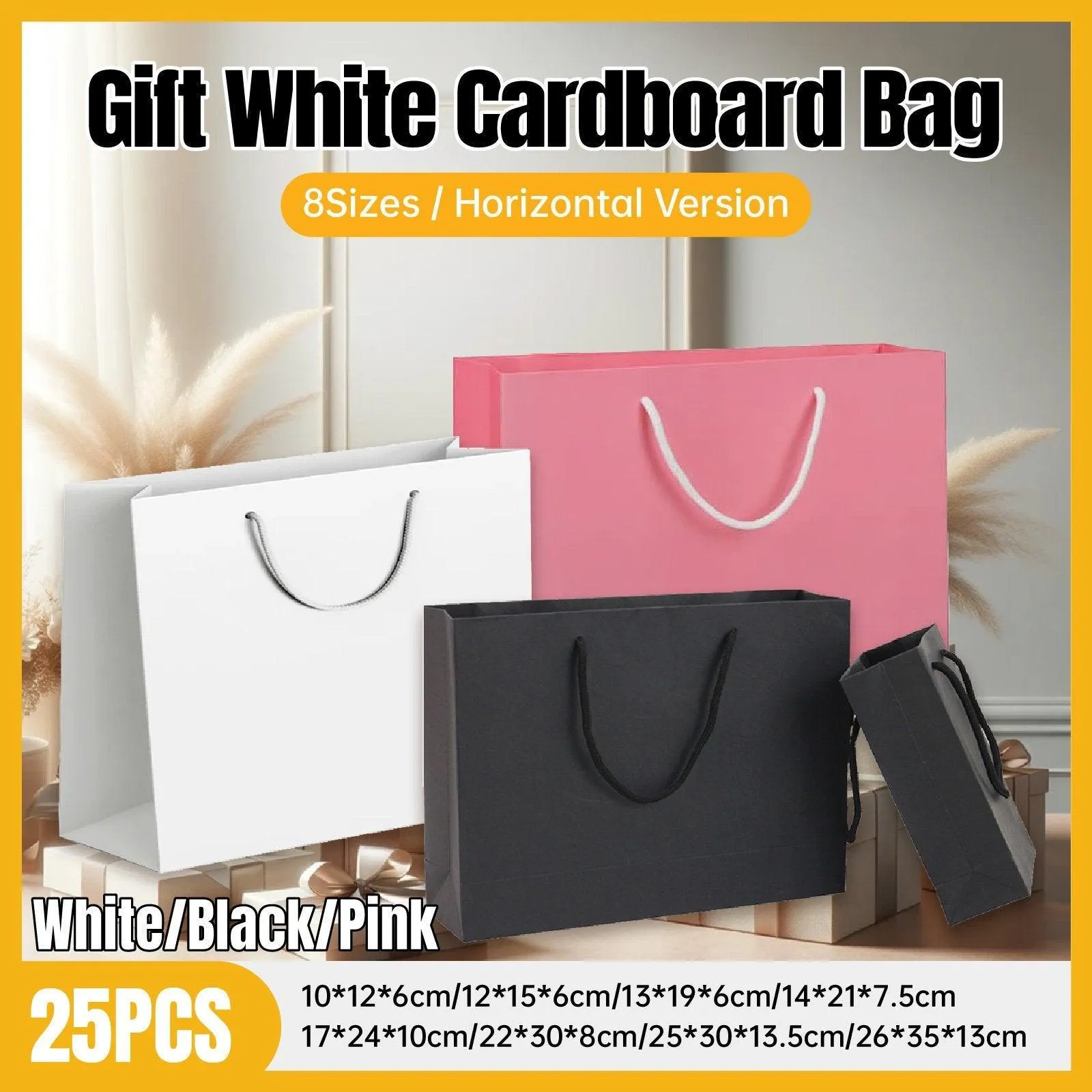 Durable Cardboard Gift Bags 3 Colors 25PCS