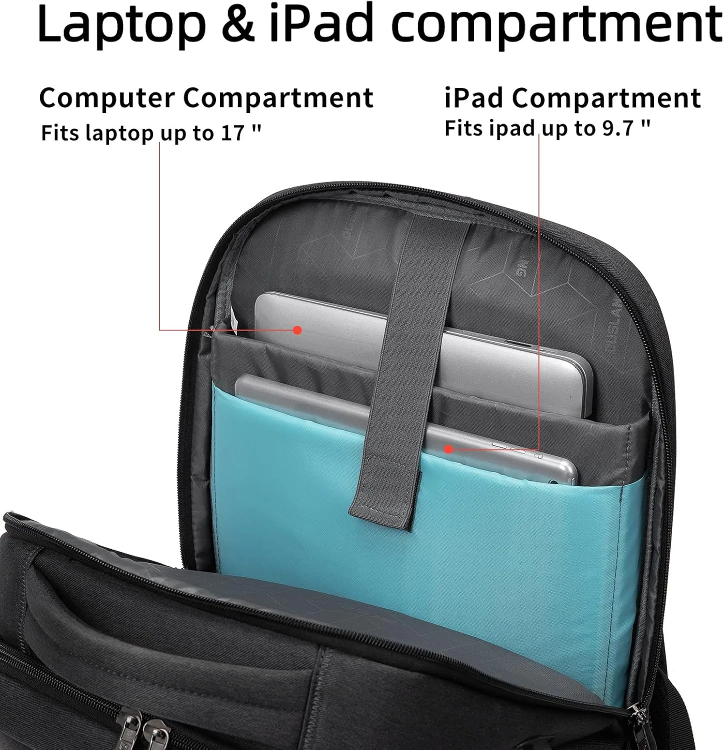 DUSLANG 17 Inch Laptop Backpack for Travel Water Resistant College Backpack for Men/Women Laptop Bag with USB Charging Port and Storage Bag Underwear Sock Storage Bag, Black