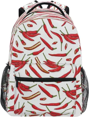 Dussdil Red Thai Chilli Peppers Kid's Backpack Boys Girls Backpacks 16 inch Casual Daypack Back Pack Bag with Adjustable Shoulder Strap Zipper Travel Bags