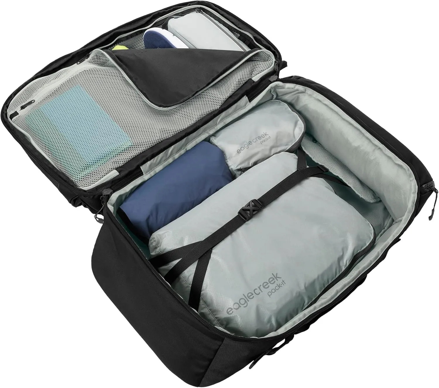 eagle creek Tour Travel Pack 55L - Versatile Luggage with Laptop-Computer-Backpack Compartment, Ideal for Adventurers, Black