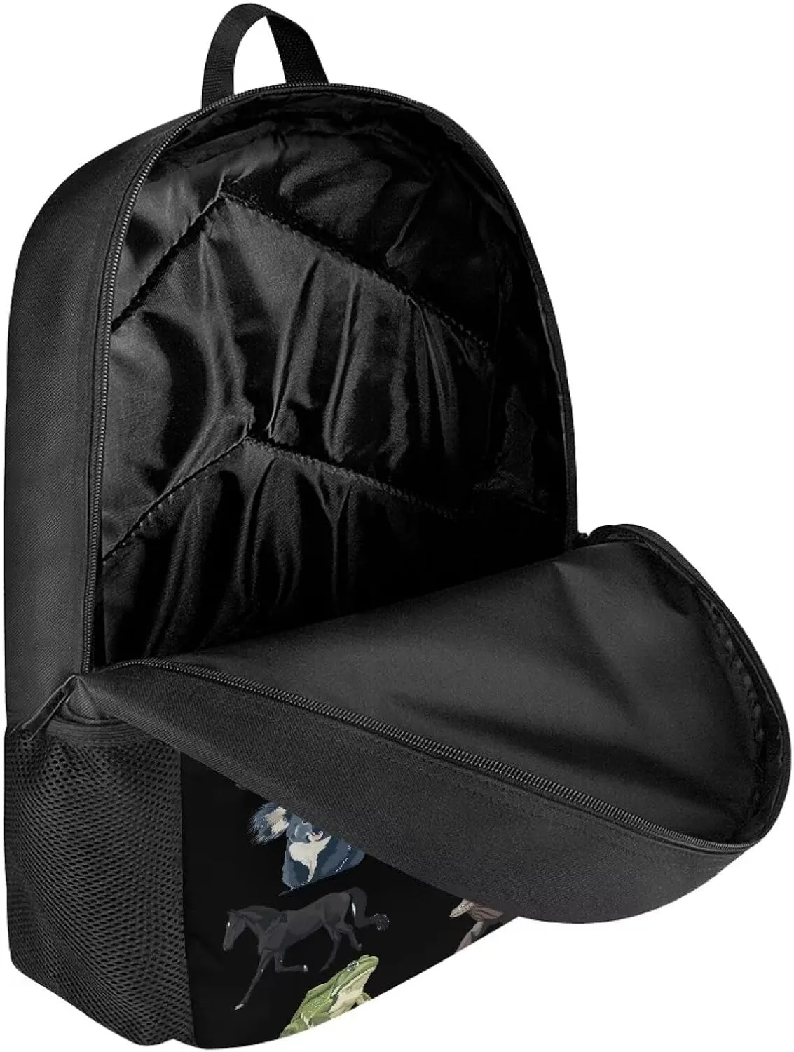 Eagle Macaw Horse Iguana Print Kids Backpack for Boys Girls Elementary Cute Zoo Animal School Bag 17 inch Multifunctional Large Capacity Durable Travel Backpack