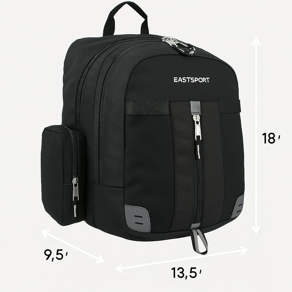 Eastsport Extra Large Backpack Expandable Oversized For Travel Hiking Work Camping Sports Outdoors With Drawstring Bag 18x13.5x9.5 Mochila De Viaje Black