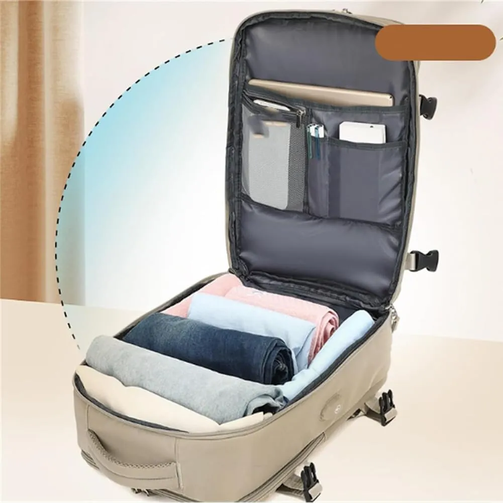 Easypacker Travel Backpack, Easy Packer Travel Backpack, 180° All-Open Design, Waterproof, with USB Charging (Beige)