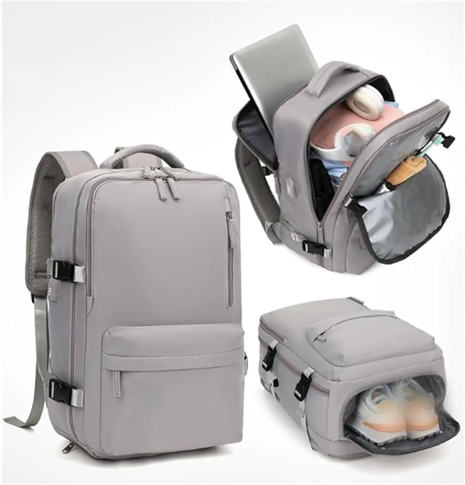Easypacker Travel Backpack, Easy Packer Travel Backpack, 180° All-Open Design, Waterproof, with USB Charging (Beige)