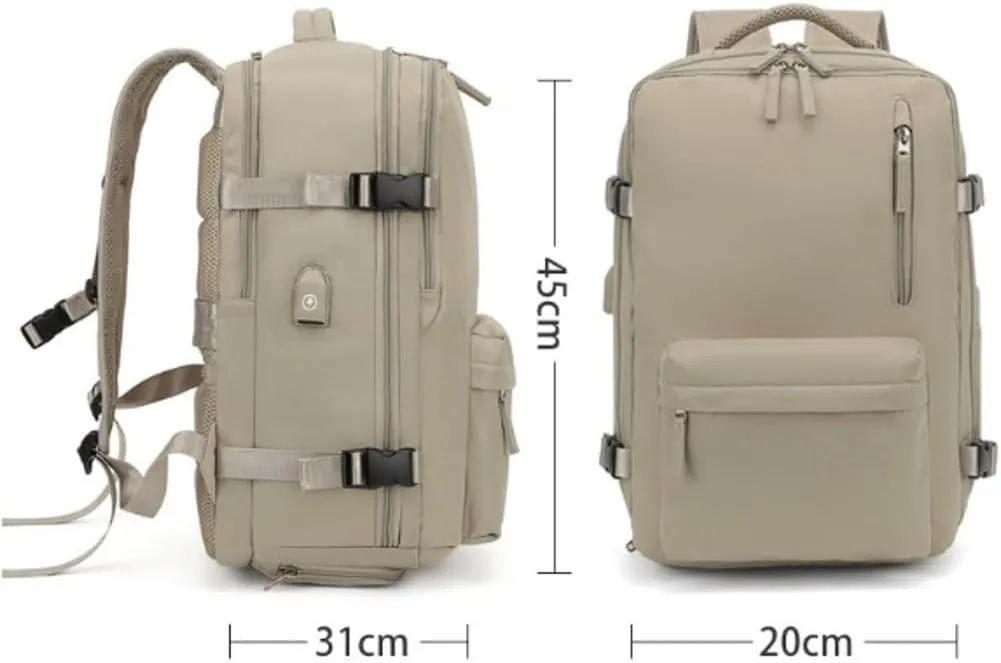 Easypacker Travel Backpack, Easy Packer Travel Backpack, 180° All-Open Design, Waterproof, with USB Charging (Beige)
