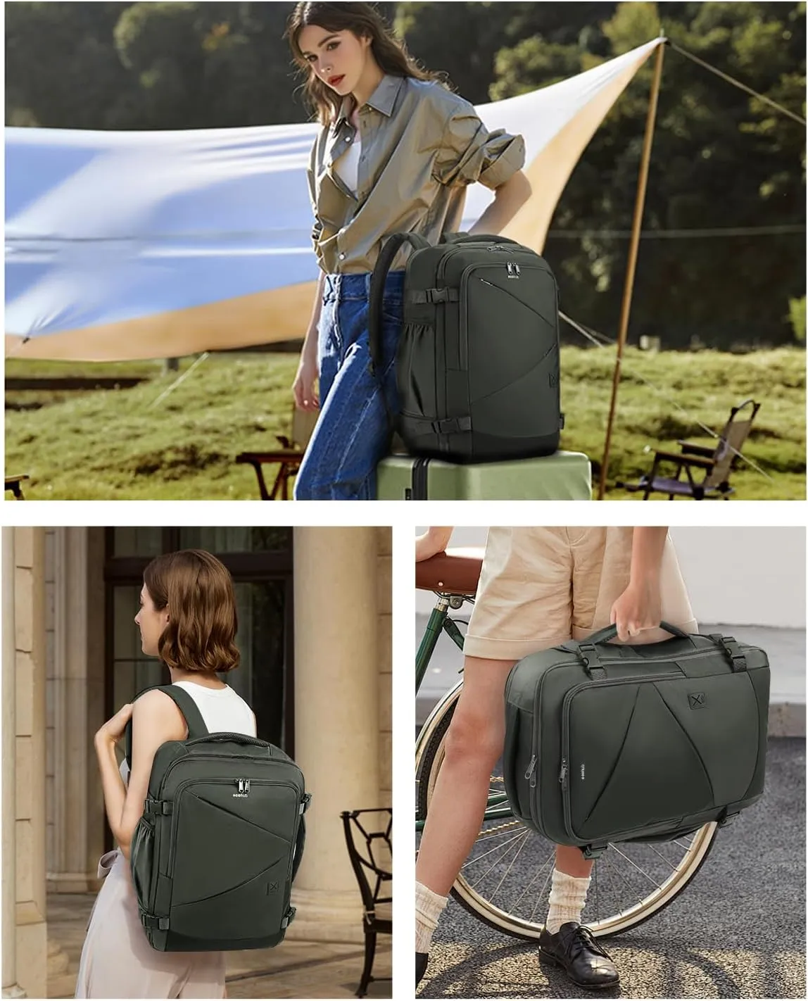 ECOHUB Carry On Travel Backpack, Expandable Airlines Personal Item Bag 18x14x8, Water Resistant 17 inch Laptop Backpack Flight Approved, 12 Pockets 30L Work Backpacks with Wet Pocket & Cable Slot