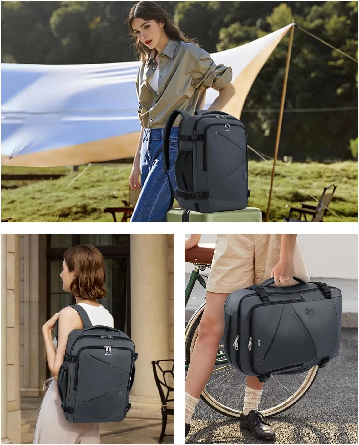 ECOHUB Carry On Travel Backpack, Expandable Airlines Personal Item Bag 18x14x8, Water Resistant 17 inch Laptop Backpack Flight Approved, 12 Pockets 30L Work Backpacks with Wet Pocket & Cable Slot