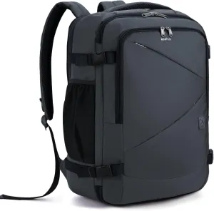 ECOHUB Carry On Travel Backpack, Expandable Airlines Personal Item Bag 18x14x8, Water Resistant 17 inch Laptop Backpack Flight Approved, 12 Pockets 30L Work Backpacks with Wet Pocket & Cable Slot