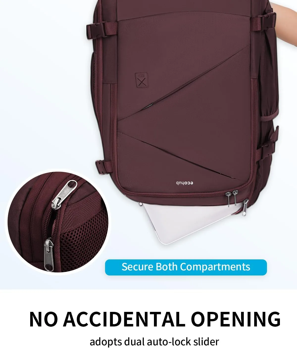 ECOHUB Carry On Travel Backpack, Expandable Airlines Personal Item Bag 18x14x8, Water Resistant 17 inch Laptop Backpack Flight Approved, 12 Pockets 30L Work Backpacks with Wet Pocket & Cable Slot