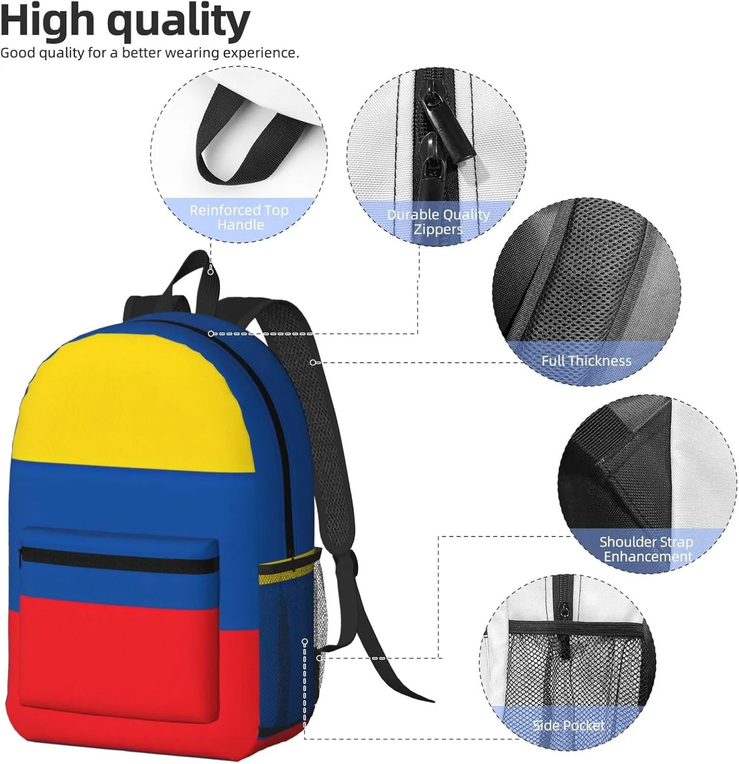 Ecuador Ecuadorian Flag 17 Inch Backpacks Multipurpose Laptop Backpack Double Shoulder Bag for Men Women Gifts