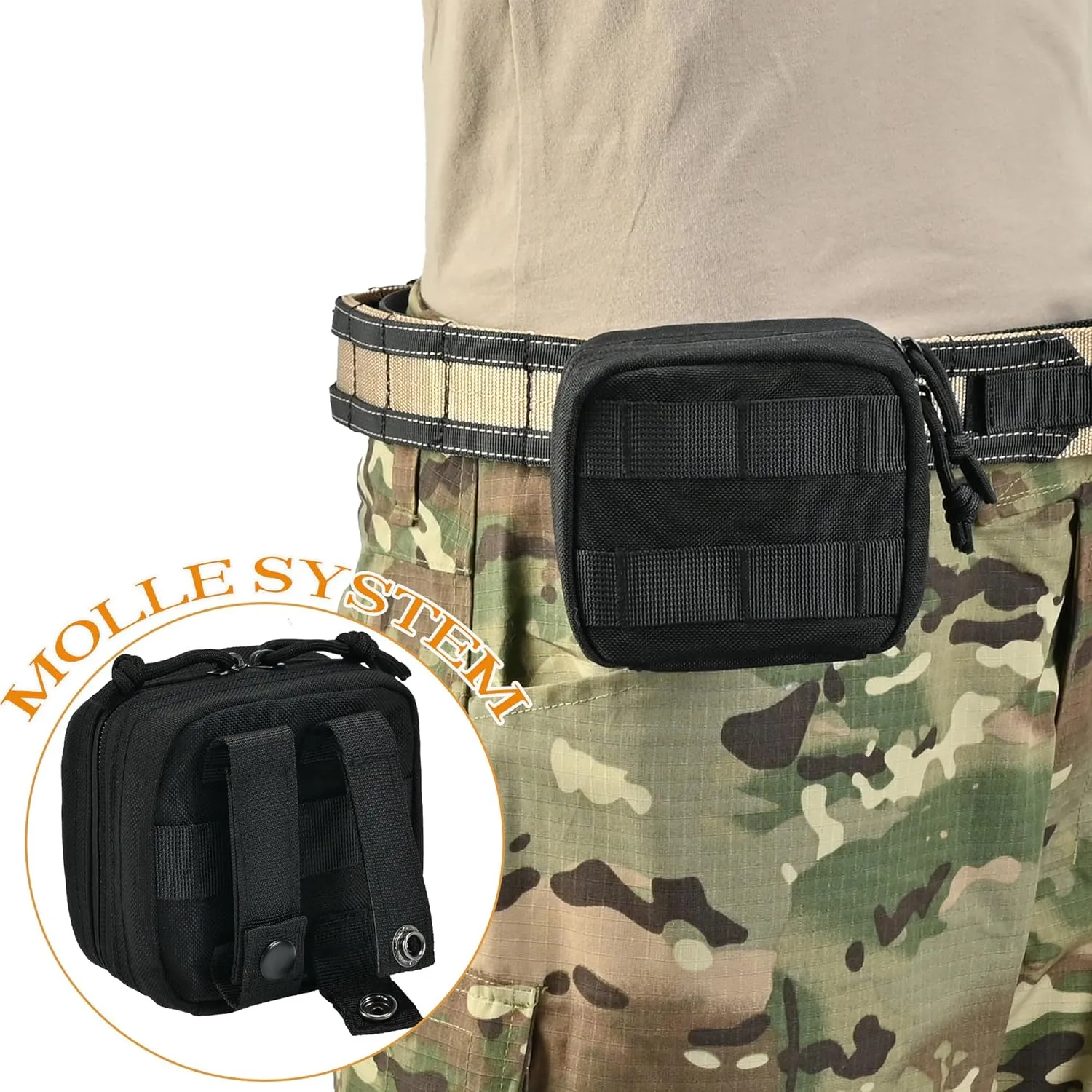 EDC Small Tactical Molle Pouch, Micro Utility Pouch,Removable Clear ID Pocket Mini Knife Compass Flashlight Card Storage Bag Belt Outdoor Hiking Camping Hunting