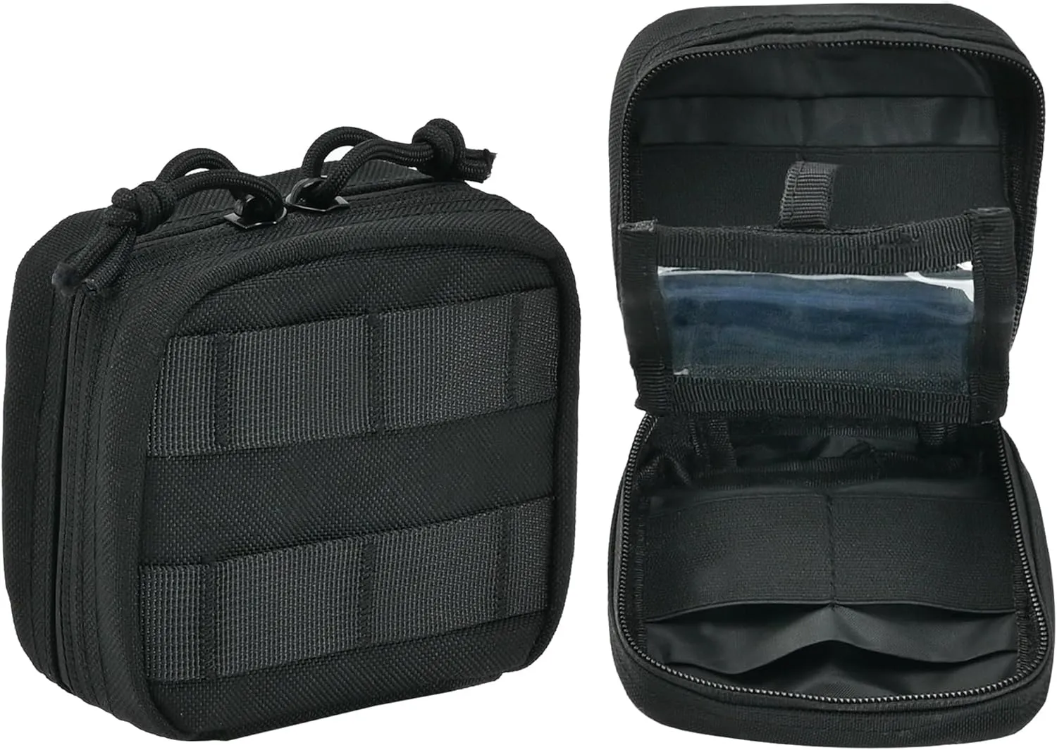 EDC Small Tactical Molle Pouch, Micro Utility Pouch,Removable Clear ID Pocket Mini Knife Compass Flashlight Card Storage Bag Belt Outdoor Hiking Camping Hunting