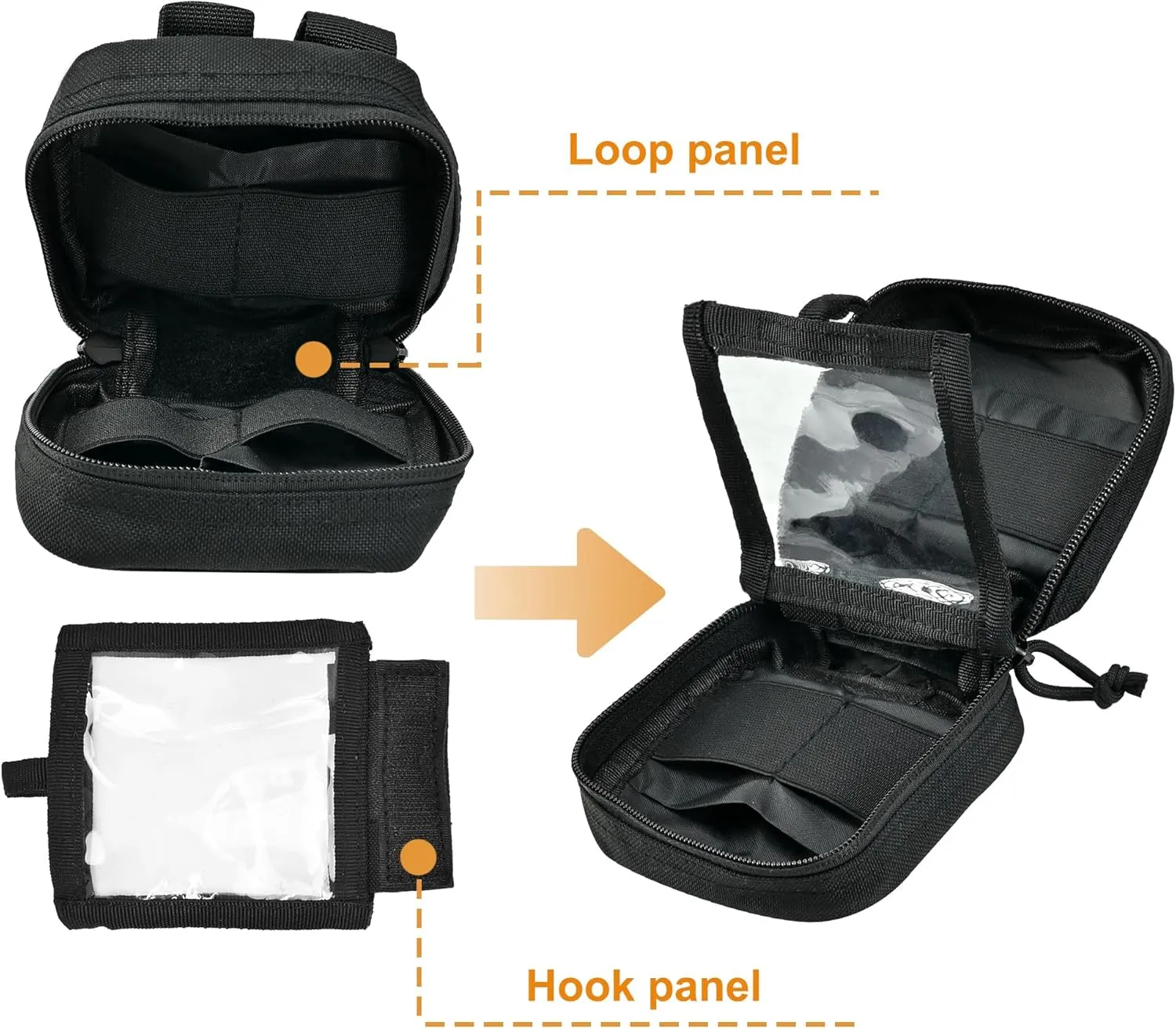 EDC Small Tactical Molle Pouch, Micro Utility Pouch,Removable Clear ID Pocket Mini Knife Compass Flashlight Card Storage Bag Belt Outdoor Hiking Camping Hunting