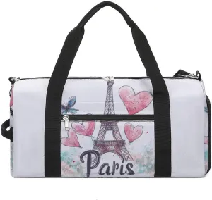 Eiffel Tower Paris France Unisex Gym Bag Waterproof Sports Duffels Travel Gear With Laundry Shoe Compartment