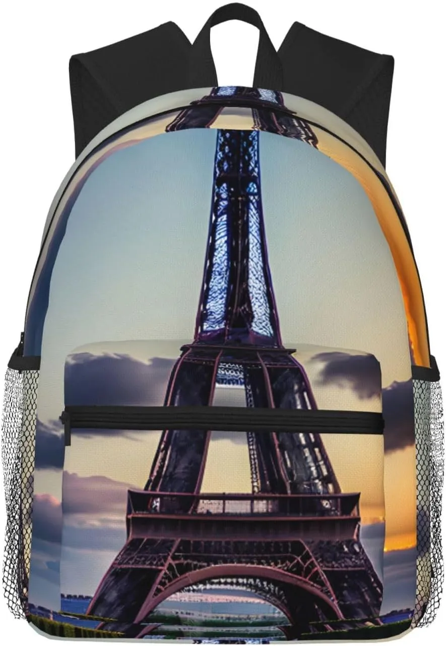 Eiffel Tower print Lightweight and comfortable backpack Casual Laptop Backpack for Travel Hiking