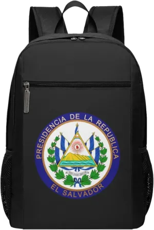 El Salvador Coat Of Arms Travel Laptop Backpack, Business Anti Theft Slim Sturdy Laptops Backpacks, College Computer Bag Gift for Men & Women Fits 17 Inch Notebook,Black