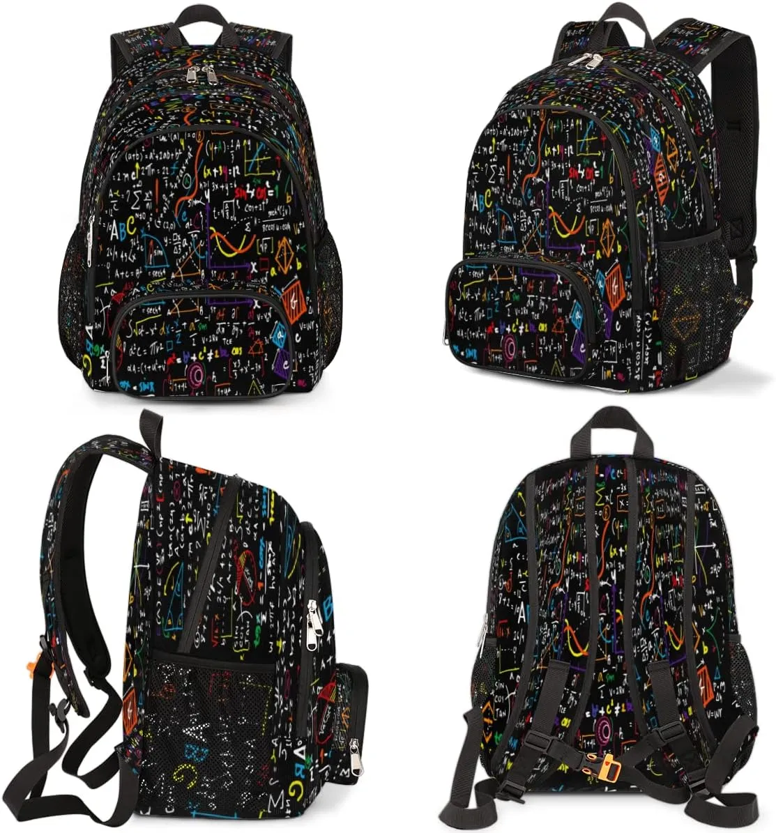 Elementary School Bags for Teens, Mathematical Formula Kids Backpacks Black Math Lightweight Bookbags Waterproof Sturdy Schoolbag Daypack for Girls Boys