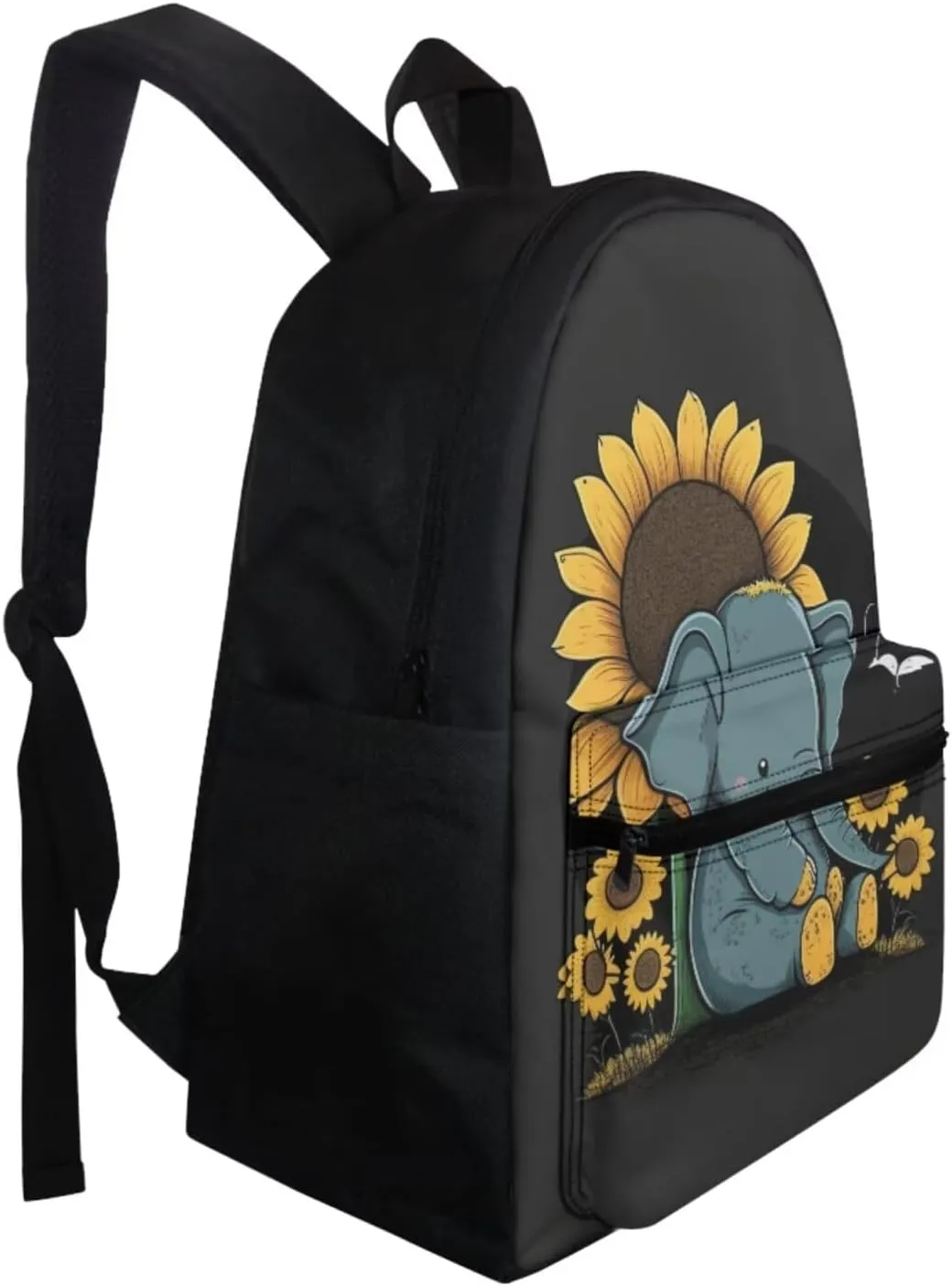 Elephants Backpacks for Kids 3rd to 5th Grade Sunflowers Print Waterproof Lunch Tote Bag for Girls Multi-Pockets School Bag for Girl Small Pencil Case Back to School Gifts for Kid