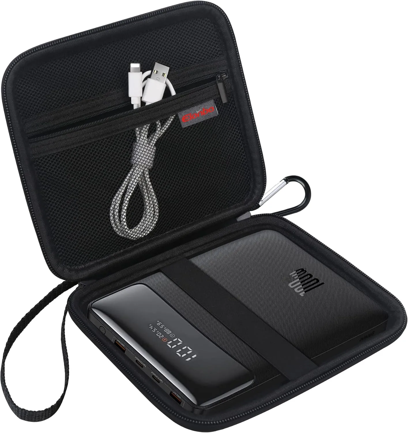 Elonbo Carrying Case for Baseus Power Bank, 20000mAh 100W PD Fast Charging Portable Charger Travel Bag, Portable Laptop Charger Storage Holder, Extra Mesh Pocket Fits Cable. Black (CASE ONLY)