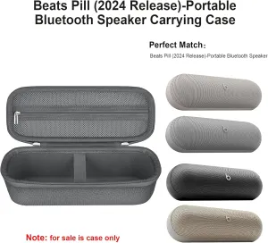 Elonbo Carrying Case ​for Beats Pill (2024 Release)-Portable Bluetooth Speaker, Beats Pill Speaker Travel Bag Storage Holder, Mesh Pocket Fits Charger, Gray