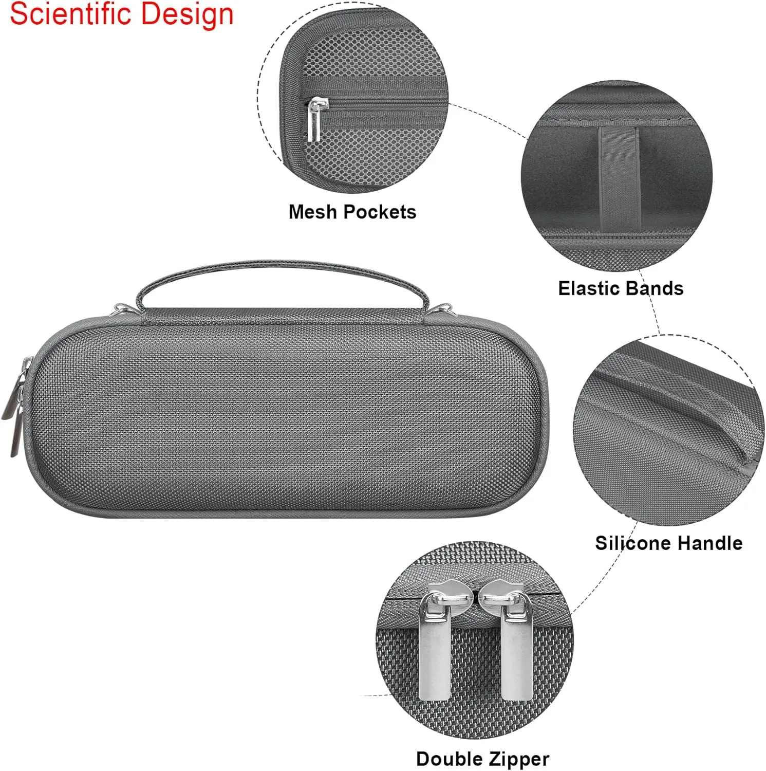 Elonbo Carrying Case ​for Beats Pill (2024 Release)-Portable Bluetooth Speaker, Beats Pill Speaker Travel Bag Storage Holder, Mesh Pocket Fits Charger, Gray