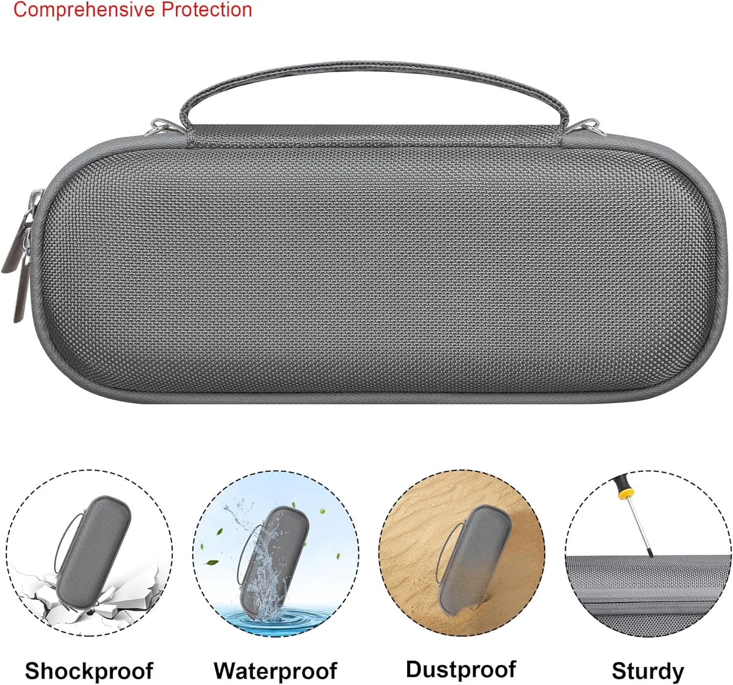Elonbo Carrying Case ​for Beats Pill (2024 Release)-Portable Bluetooth Speaker, Beats Pill Speaker Travel Bag Storage Holder, Mesh Pocket Fits Charger, Gray