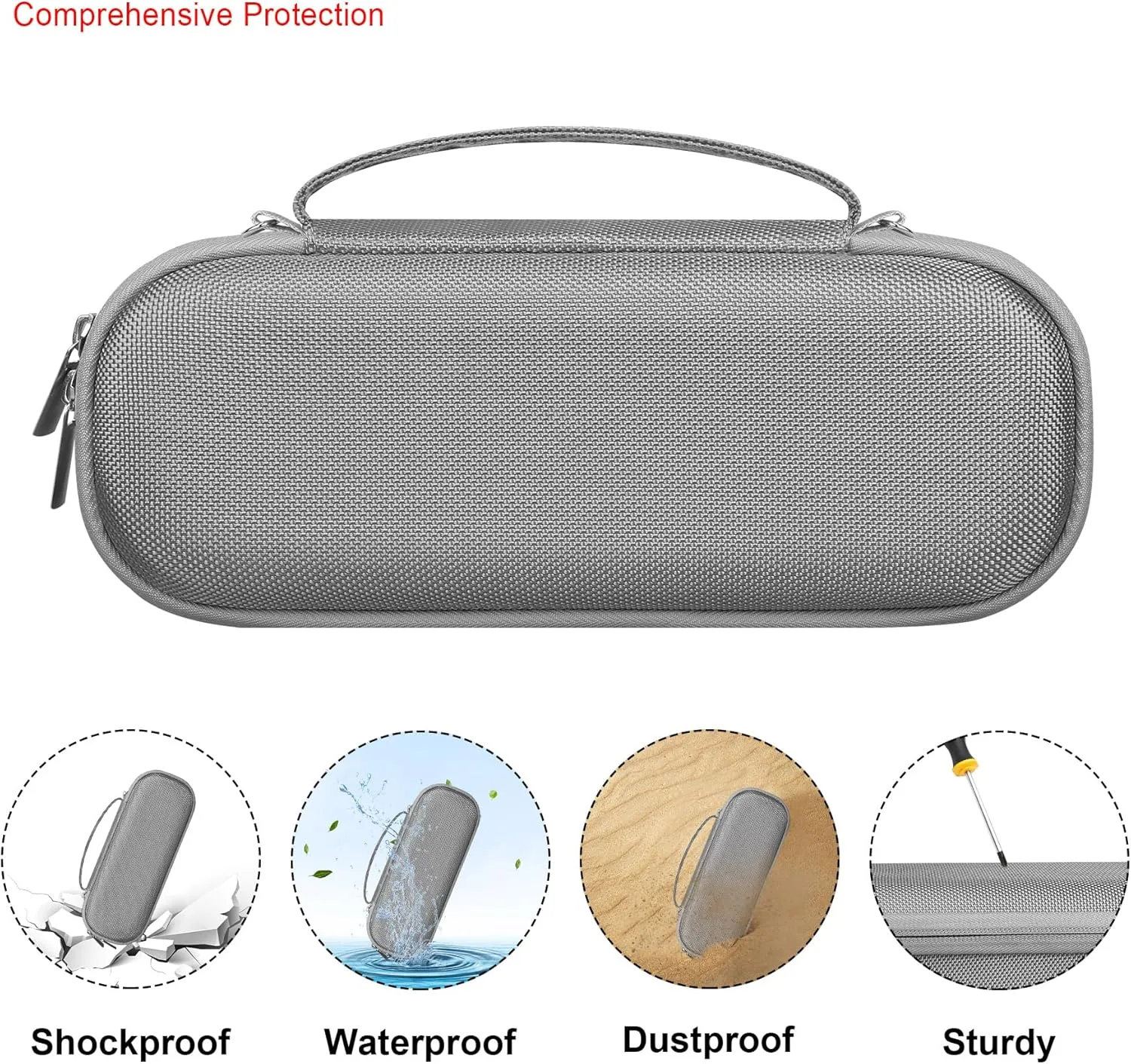 Elonbo Carrying Case ​for Beats Pill (2024 Release)-Portable Bluetooth Speaker, Beats Pill Speaker Travel Bag Storage Holder, Mesh Pocket Fits Charger, Light Gray