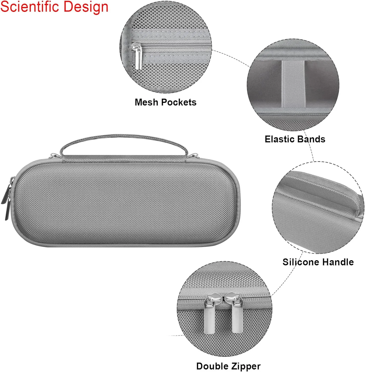 Elonbo Carrying Case ​for Beats Pill (2024 Release)-Portable Bluetooth Speaker, Beats Pill Speaker Travel Bag Storage Holder, Mesh Pocket Fits Charger, Light Gray