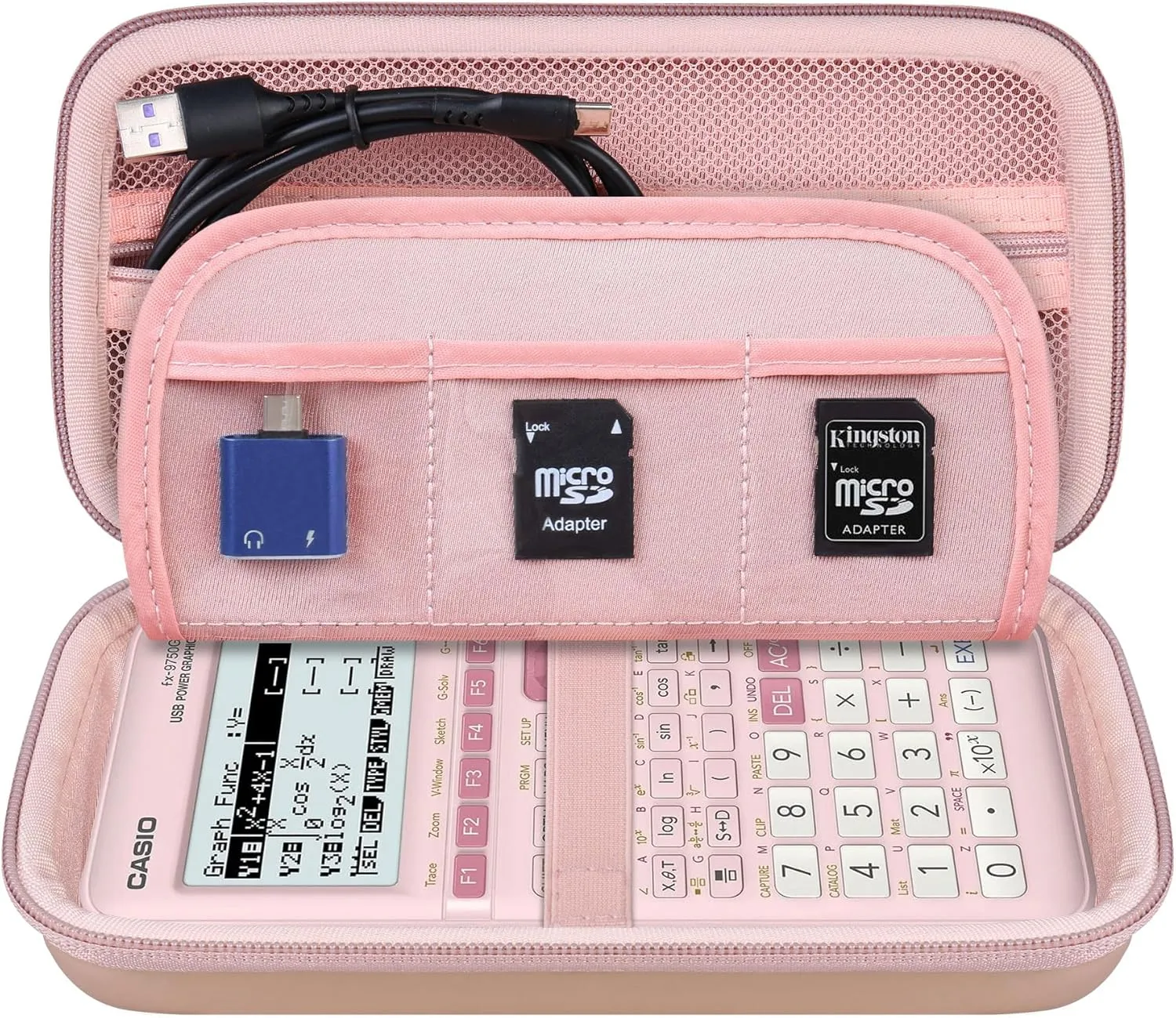 Elonbo Carrying Case for Casio fx-CG50 PRIZM/Casio fx-9750GIII Color Graphing Calculator/ 991ES Plus/ 991CW/ 115ES Plus/ 300ES/ 300MS Standard Advanced Scientific Calculator, Rose Gold