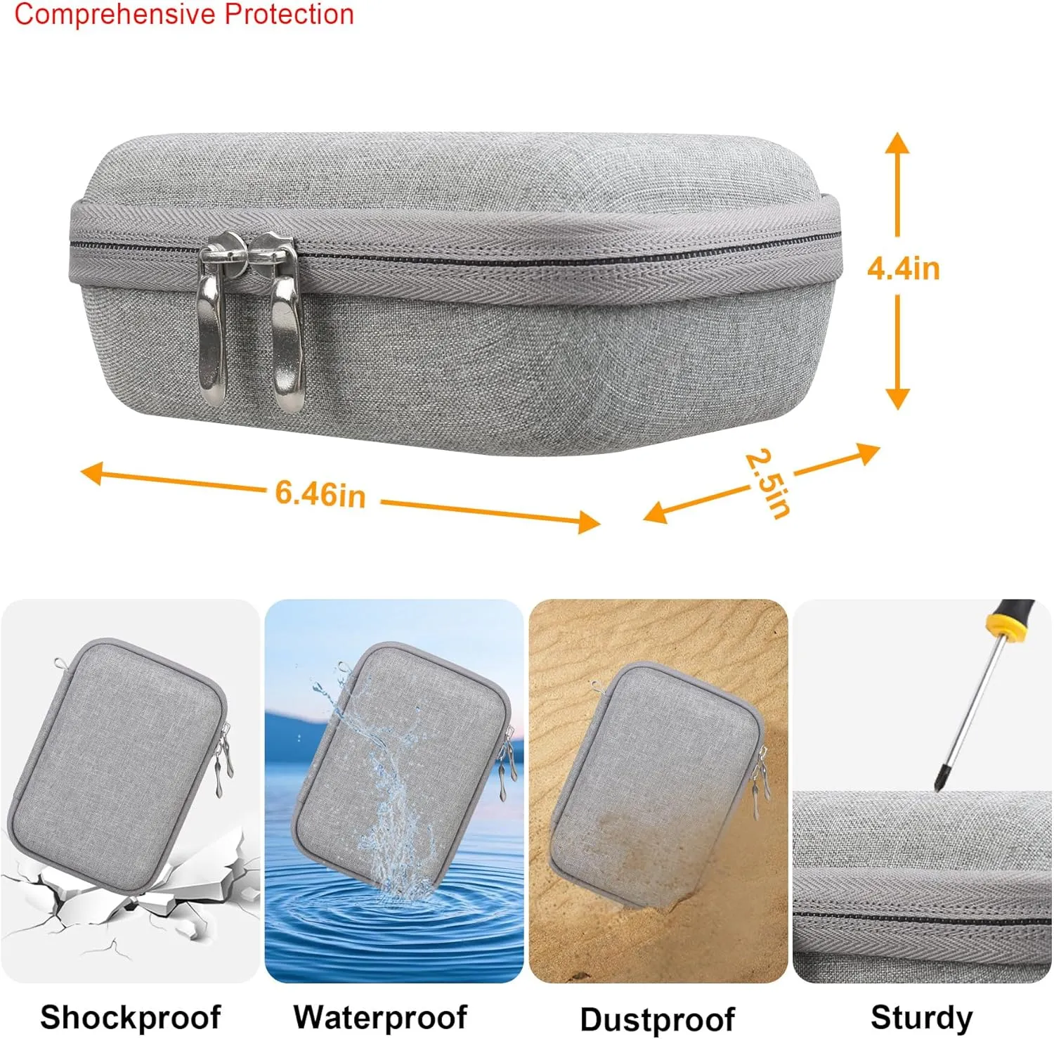 Elonbo Carrying Case ​for JBL Clip 4/5 Portable Mini Waterproof Dustproof Bluetooth Speaker, JBL Clip Speaker Travel Bag Storage Holder, Mesh Pocket Fits Charger, Grey