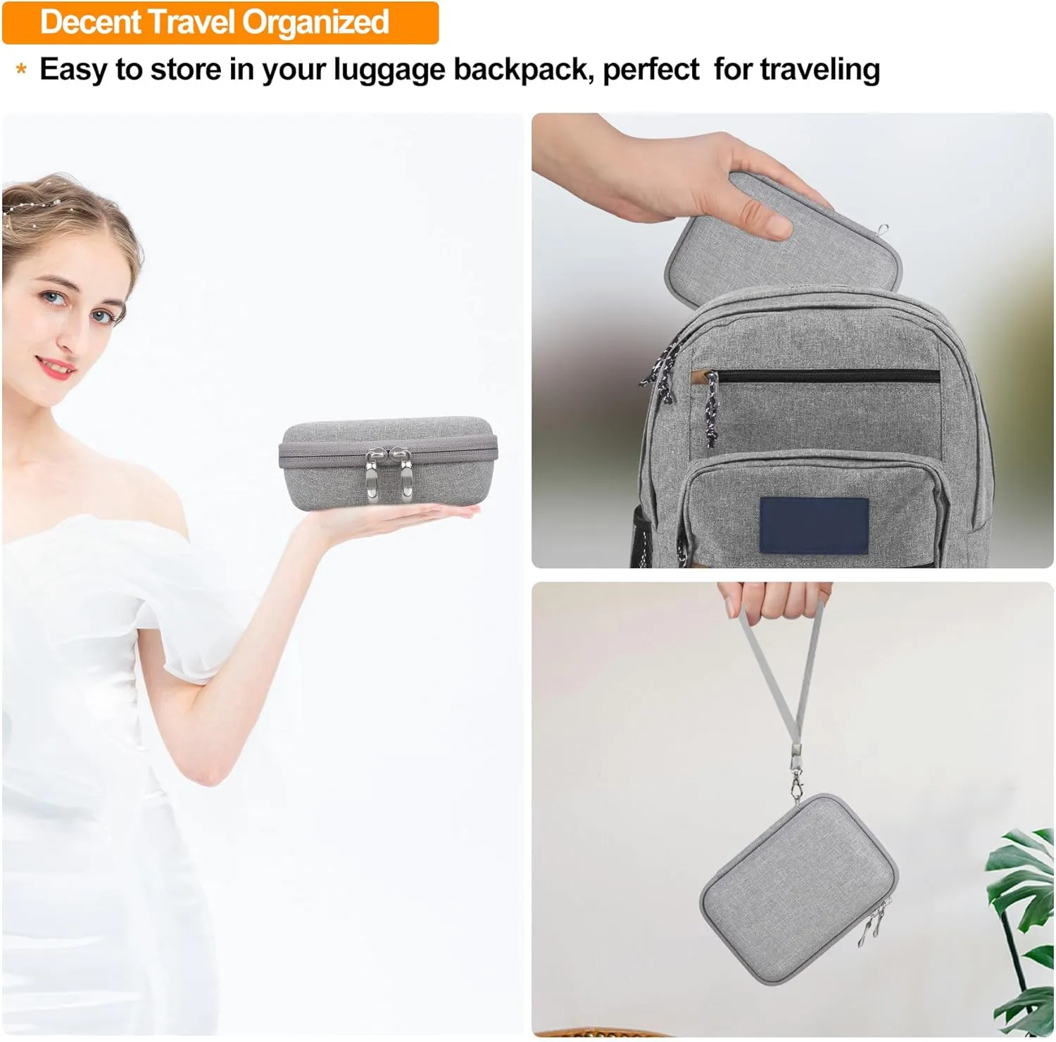 Elonbo Carrying Case ​for JBL Clip 4/5 Portable Mini Waterproof Dustproof Bluetooth Speaker, JBL Clip Speaker Travel Bag Storage Holder, Mesh Pocket Fits Charger, Grey