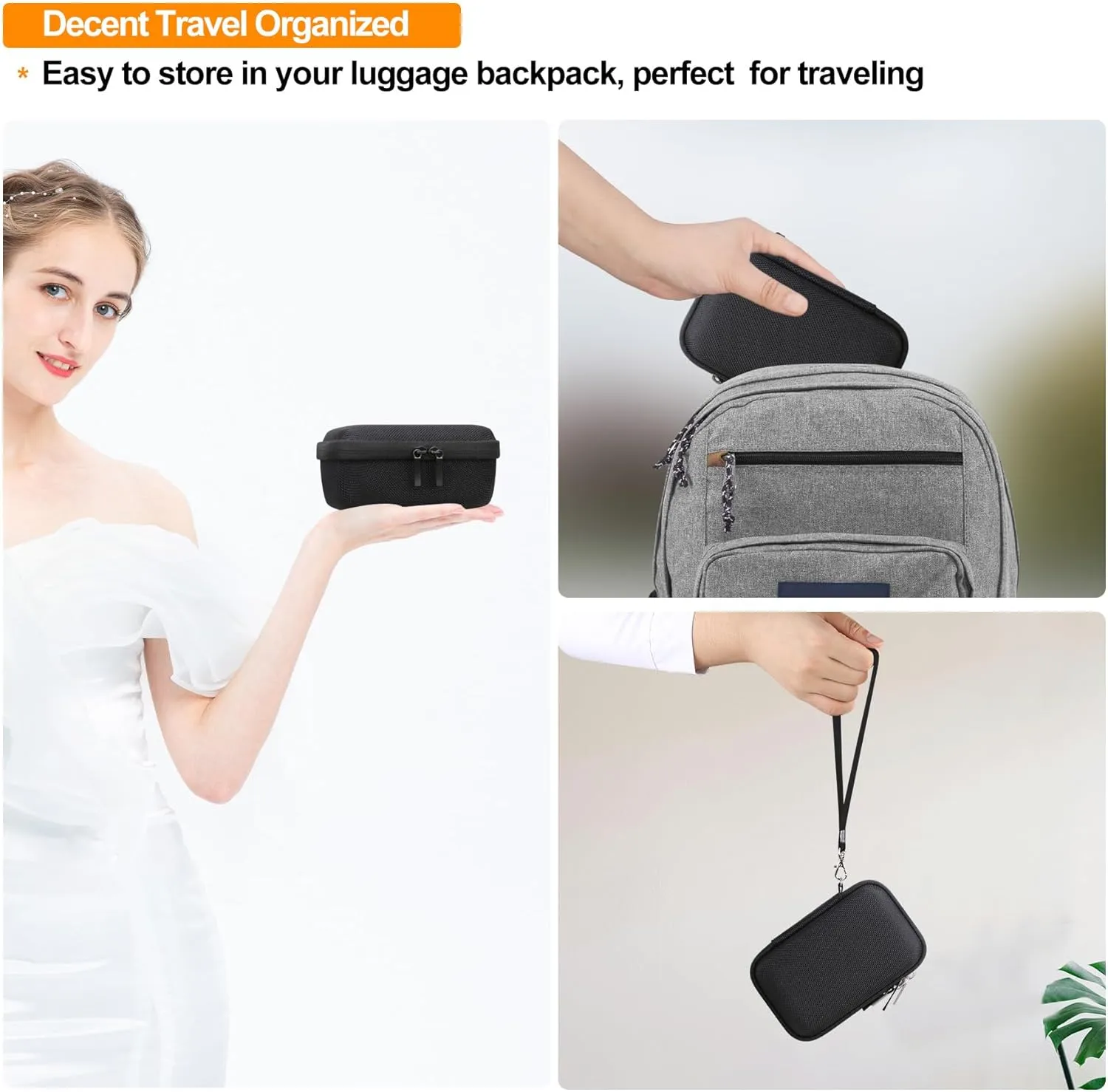 Elonbo Carrying Case ​for JBL Go 3 / JBL Go 4 Portable Bluetooth Speaker, Waterproof Dustproof Speaker Storage Holder,Wireless Compact Speaker Travel Protective Bag,Mesh Pocket Fit Cable,Black Orange