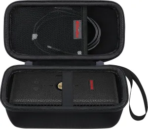 Elonbo Carrying Case ​for Marshall Emberton II/III Portable Bluetooth Speaker, Marshall Emberton 2/3 Speaker Travel Bag Storage Holder, Mesh Pocket Fits Charger, Black inside Black