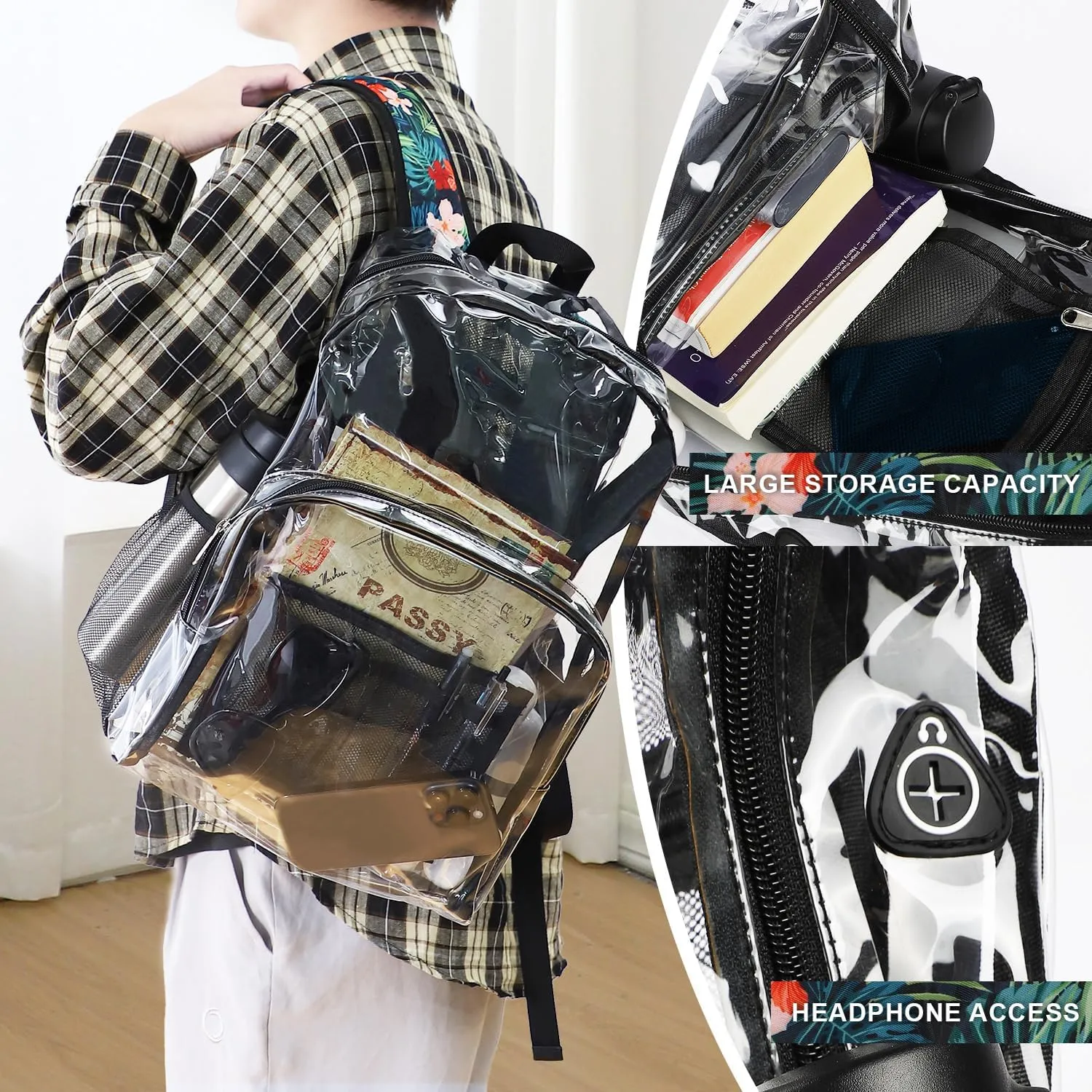 Emissary Stadium Approved Heavy Duty Backpacks - Clear, Transparent, See Through Plastic Backpacks for School, Concerts