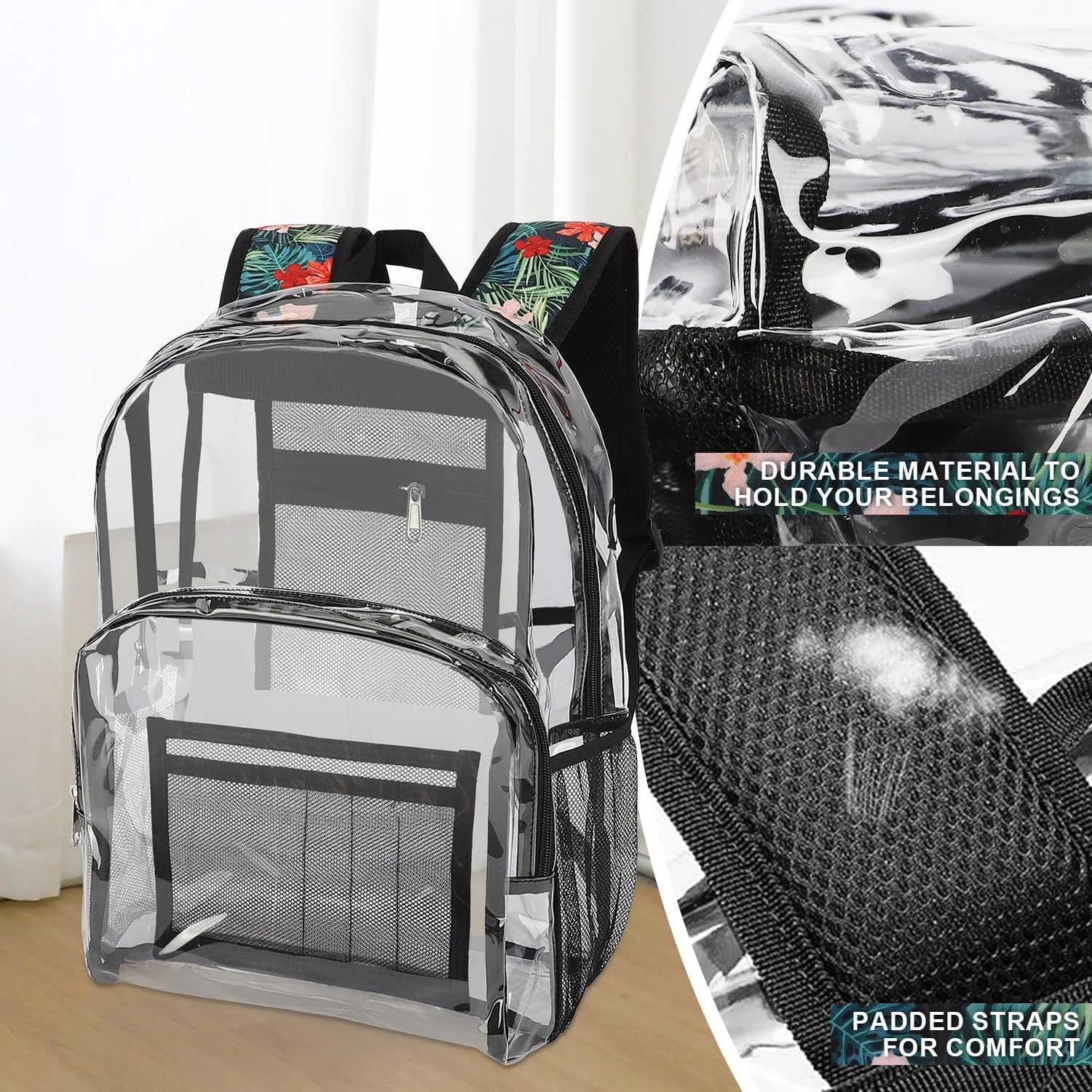 Emissary Stadium Approved Heavy Duty Backpacks - Clear, Transparent, See Through Plastic Backpacks for School, Concerts